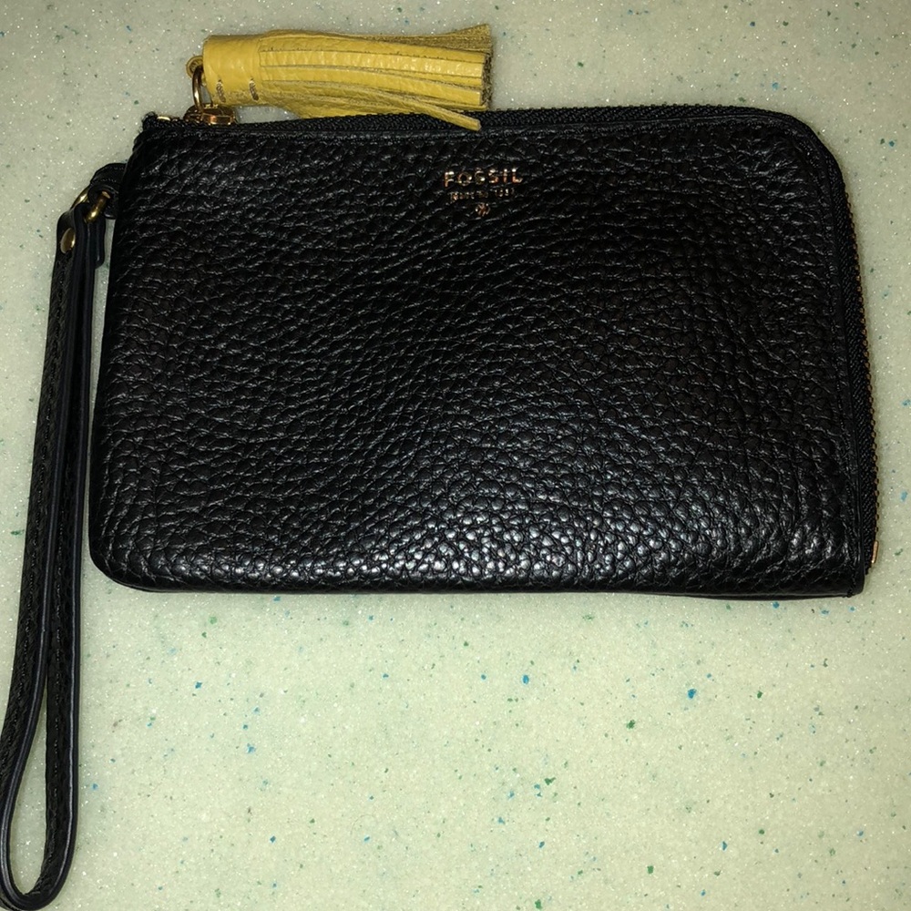 Leather fossil wristlet